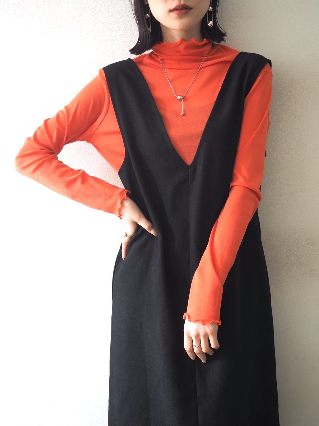 2WAY zip design dress/Black