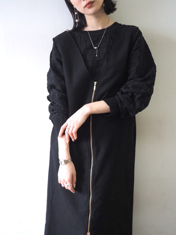 2WAY zip design dress/Black