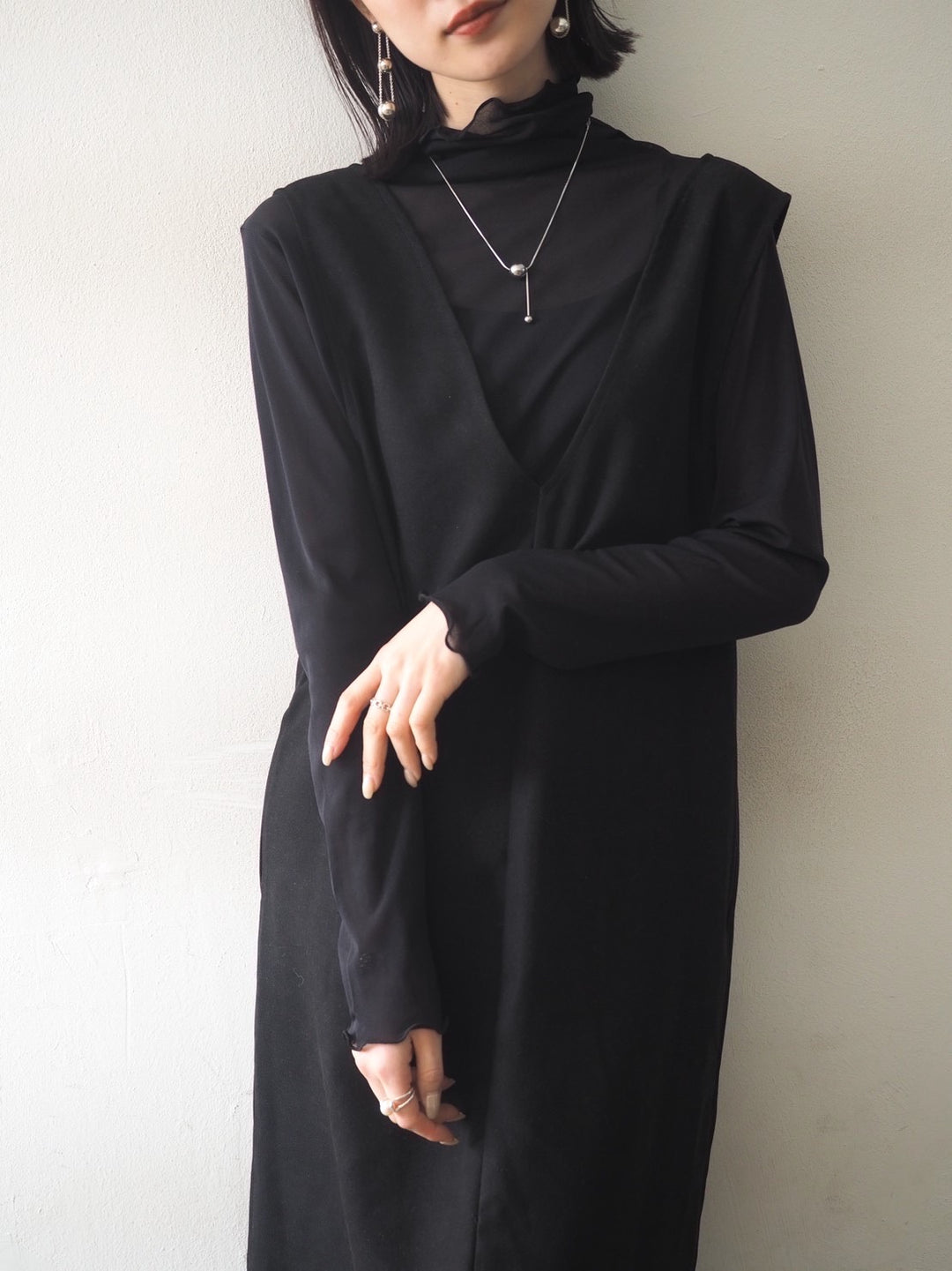 2WAY zip design dress/Black