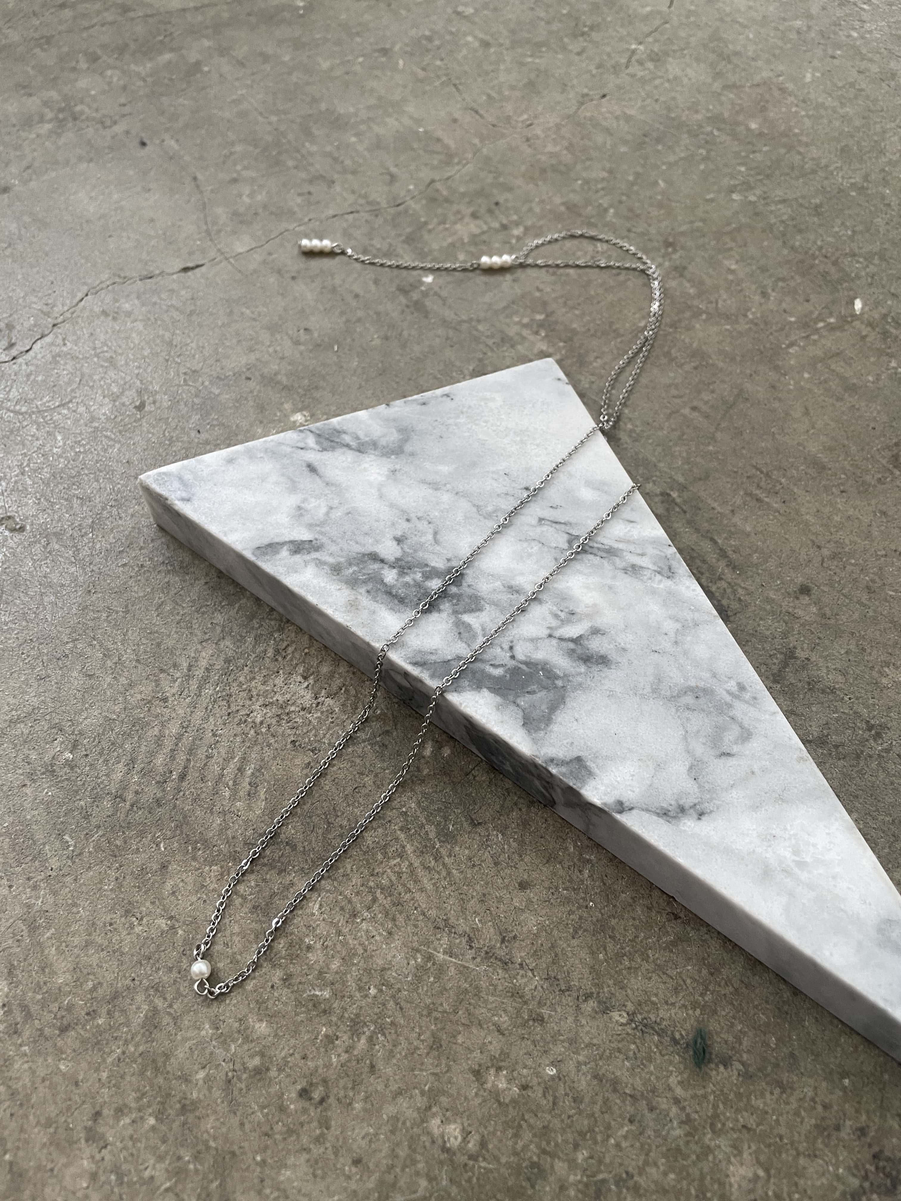 予約]2WAY PEARL CHAIN NECKLACE/シルバー – Lumier