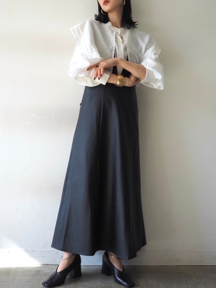 [予約]レザージャンパースカート/ブラック