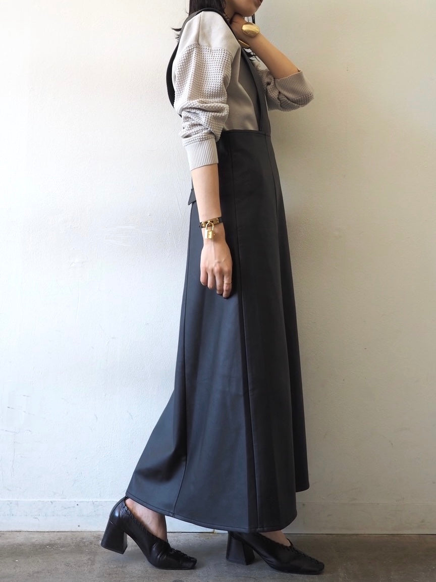 [Pre-order] Leather jumper skirt/black