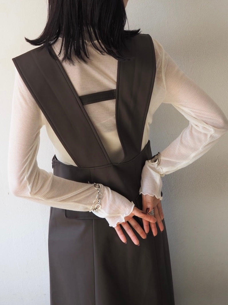 [Pre-order] Leather jumper skirt/brown
