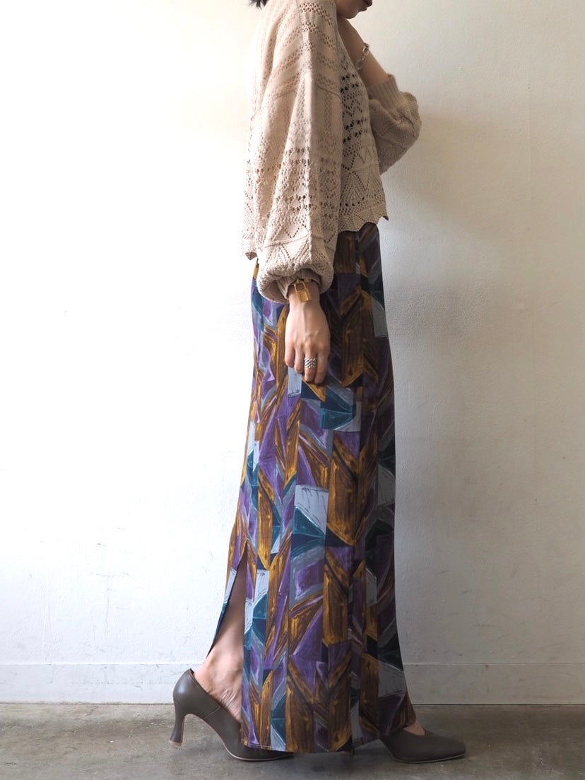 [Ready to ship] Retro print tight skirt/purple