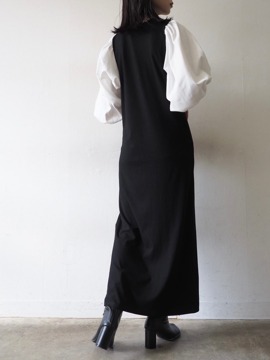 【預訂】2WAY袖子切換剪裁連身裙/黑色