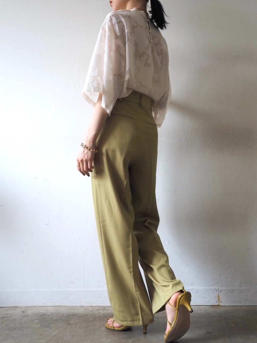 【預訂】透明提花半袖上衣/象牙色