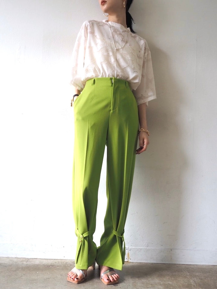 【預訂】透明提花半袖上衣/象牙色