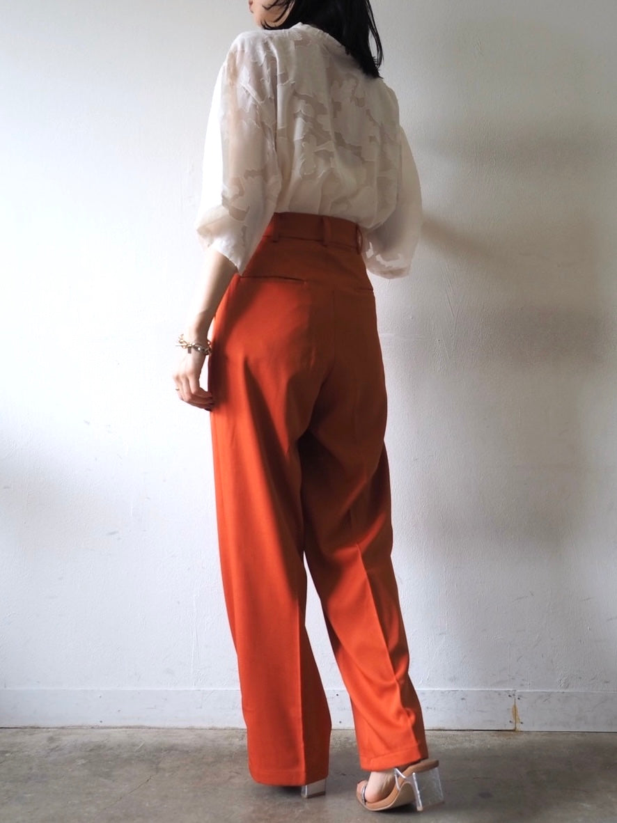 【預訂】透明提花半袖上衣/象牙色