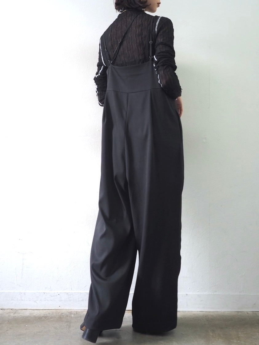 Twill design cami all-in-one/black