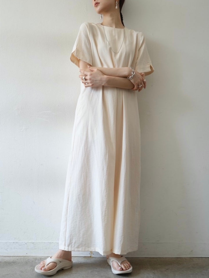 Front tuck dress/ivory